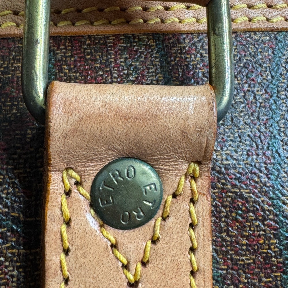 Etro Paisley Leather Trim Duffel Bag Travel Weekender Lock Key Strap COA - Picture 4 of 15